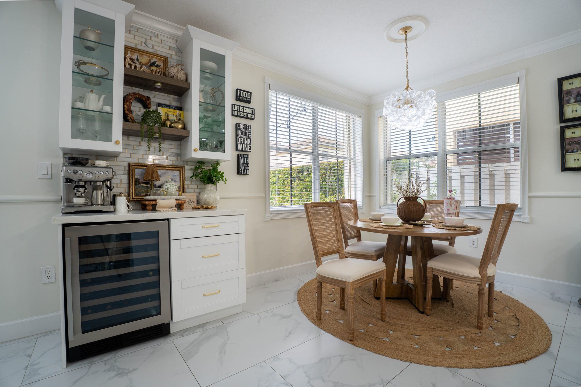 Breakfast nook with wine cooler
