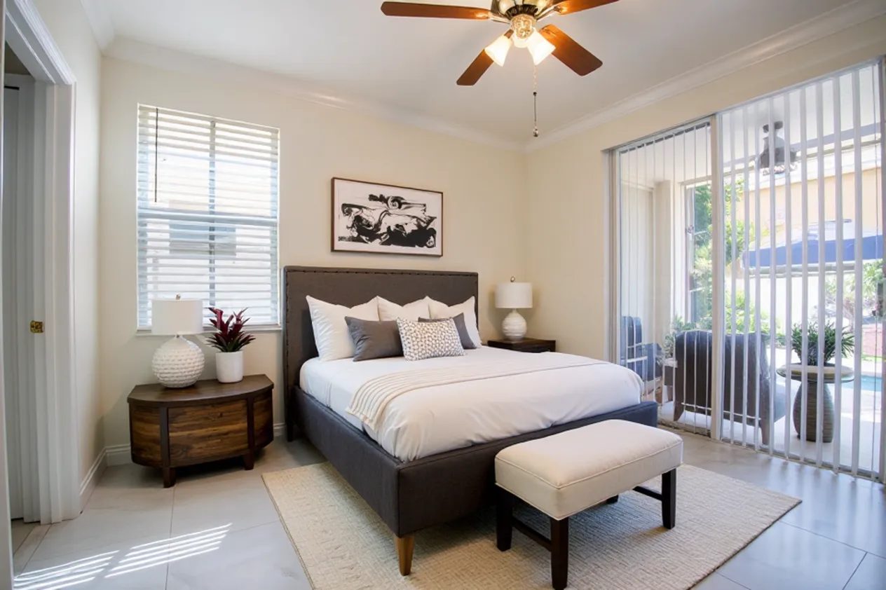Bedroom, virtually staged